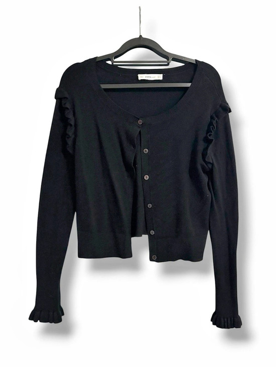 Zara Sweaters - Zara Black Ruffle Cardigan - Size Small🍂